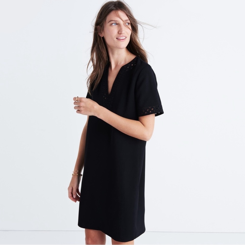 Madewell Ballad Laser Cut Classic Black Tunic Dress